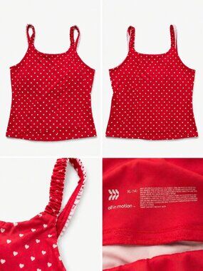 All In Motion Red Heart Tank Top | Girls XL (14) | Athletic Camisole